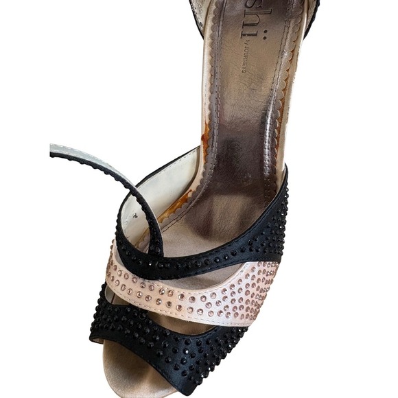 Lushi by Journettes Heels Black Pink Rhinestone Peep Toe Platform Pumps - Picture 3 of 13